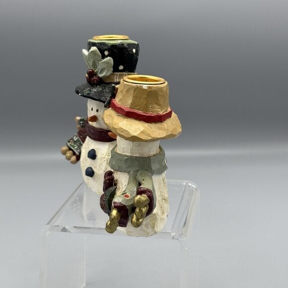 Vtg Kurt Adler Mr and Mrs Snowman Double Taper Candle Holder Christmas Decor - Picture 8 of 9